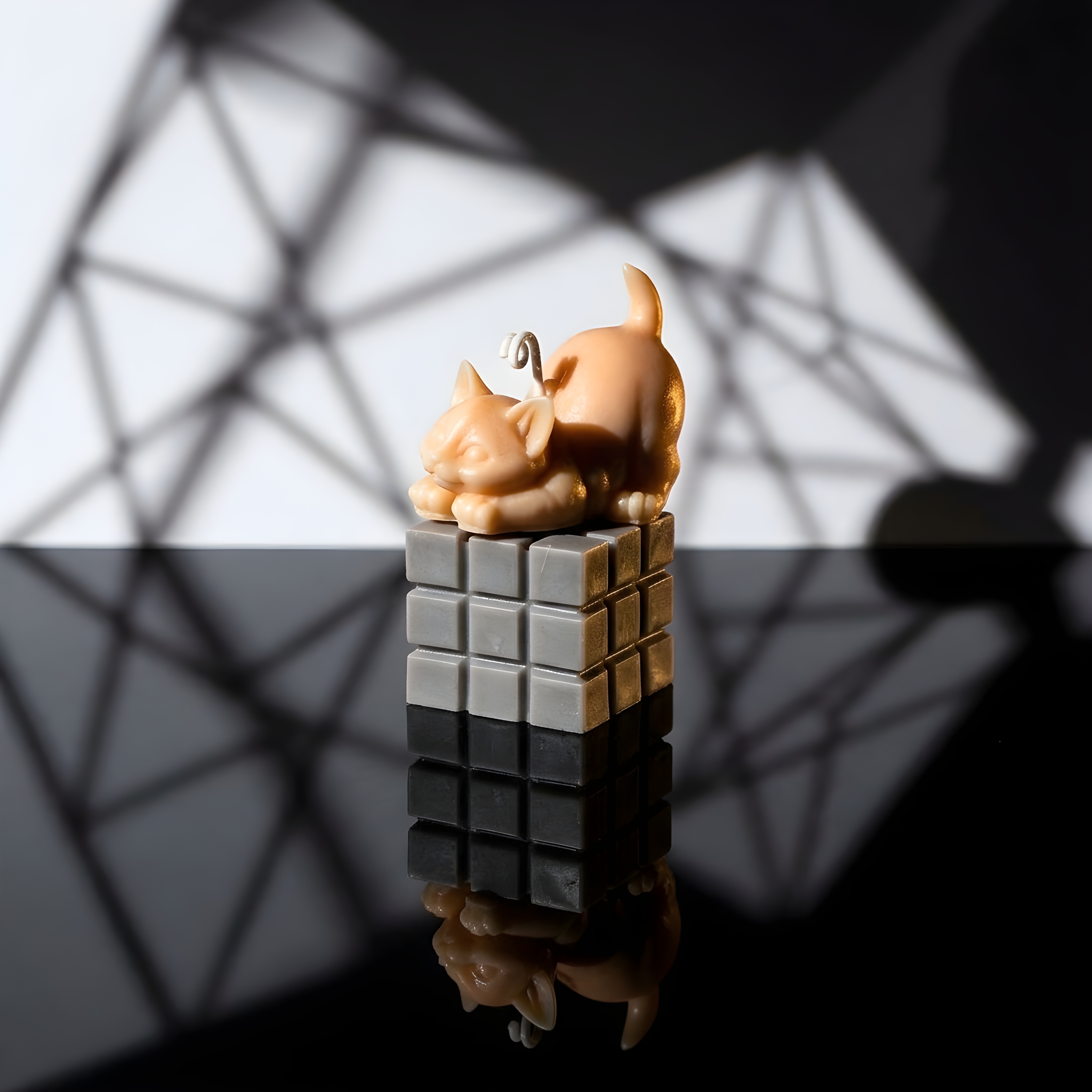 Gato sobre cubo